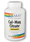 Solaray Cal-Mag Citrate with Vitamin D 11 Ratio 180 Capsules