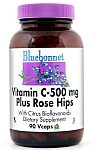 Bluebonnet Vitamin C 500 mg Plus Rose Hips 90 Vcaps