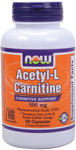 NOW Foods Acetyl L-Carnitine 500 mg 50 Capsules