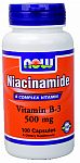 NOW Foods Niacinamide (B-3) 500 mg 100 Capsules