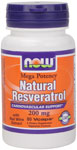 NOW Foods Mega Potency Natural Resveratrol 200 mg 60 Vcaps