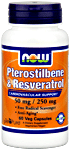 NOW Foods Pterostilbene & Resveratrol 50/250 mg 60 Vcaps