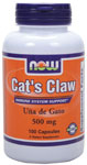 NOW Foods Cats Claw 500 mg 100 Capsules